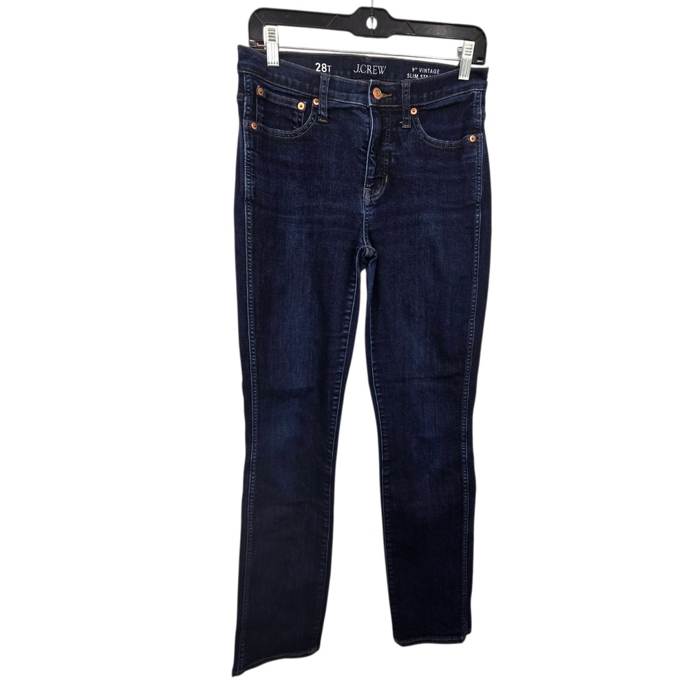 J. Crew 9" Vintage Slim Straight Jeans Womens 28 Tall Dark Wash Cigarette Slim